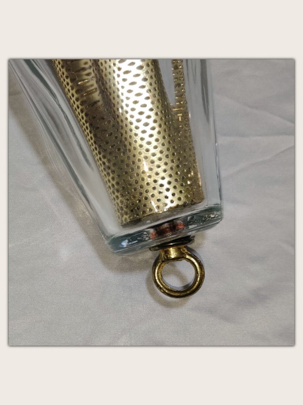 Vintage MCM Swag Lamp w/ Light Diffuser Clear Glass & Brass Tone Metal - Plug-In - Picture 7 of 12